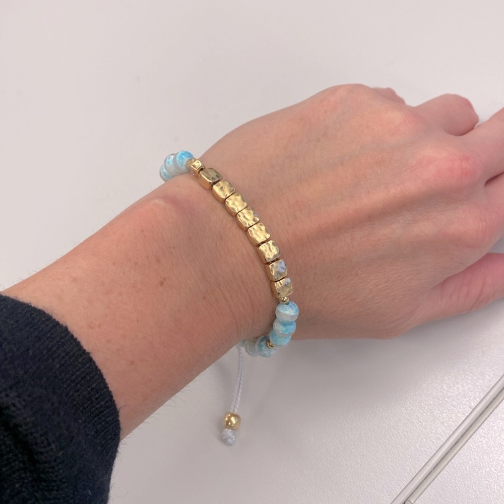 Blue and Gold beaded pull costume bracelet